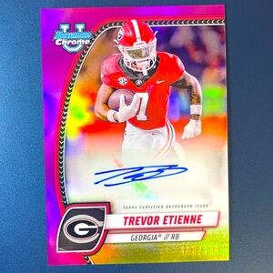TREVOR ETIENNE AUTO Fushia Refractor /150 Rookie Card 2024 Bowman University